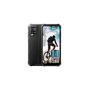 Blackview BV4800 Pro 4G T&eacute;l&eacute;phone Portable Incassable (2025), 12Go+128Go/1TB T&eacute;l&eacute;phone D&eacute;bloqu&eacute; Android 14, 5180mAh,16MP+8MP, 6.56" HD+ Smartphone Incassable Etanche, GPS,NFC,OTG,FM, Noir