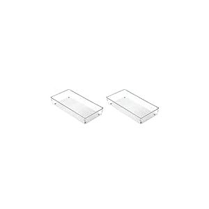 iDesign Linus Boite Stockage pour Tiroir, Grand Bac Plastique pour Couverts et Autres Accessoires, Transparent (Lot de 2)