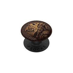 Guerrier viking et drakkar mythologie nordique PopSockets PopGrip Adhésif
