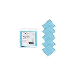 Maya Chiffon Ultra Plus. Sp&eacute;cial pour Le Verre et l'Acier Inoxydable. Absorption Maximale sans Laisser de Traces. Pouvoir Anti-calcaire et Anti-bact&eacute;rien. Paquet de 5 unit&eacute;s (Bleu)