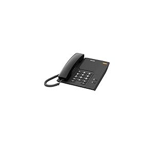 ALCATEL T26 Noir - Téléphone Fixe Filaire - Indicateur Lumineux pour Appel Entrant - Touche Rappel - Touche Mute - Sonnerie à 3 Niveaux - Fixation Murable Possible - Noir