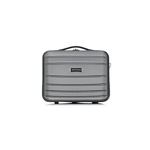 WITTCHEN Valise cosmétique Valise de Voyage en ABS Bagages Trousse de Toilette en ABS Sac cosmétique Femme Homme Étui de Voyage Globe Line Gris Air France/Easyjet/Ryanair/Transavia France
