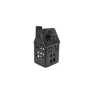 Dekohelden24 Photophore en Porcelaine Noire - Dimensions (L x l x H) : Environ 6 x 7 x 13,5 cm