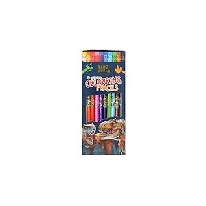 Depesche 13530 Dino World - Set de Crayons de Couleur avec 10 Couleurs dans Une Trousse, y Compris Un Embout Gomme sur Chaque Crayon, pour Le coloriage à l'école et Les Loisirs
