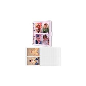 Album photo portable transparent &agrave; 200 pochettes de 7,6 cm avec 40 pochettes de 12,7 cm et 6 anneaux pour albums, cartes de visite, cartes postales, rangement d'images (violet)