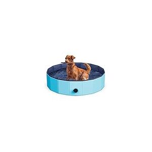 Piscine pour Chiens et Chats 160 x 30 cm – Piscine Rigide pour l'extérieur et l'extérieur de la Terre, antidérapante et Pliable, matériau PVC résistant, en Rouge et Bleu