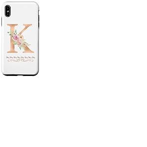 Lettre K initiale aquarelle rose poudré fleur rose Coque pour iPhone XS Max