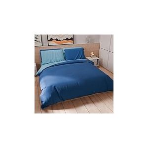 PETTI Artigiani Italiani - Parure de lit 1 Place et demie 200 x 200 cm (2 taies d'oreiller 75 x 50 cm incluses), Housse de Couette Douce en Microfibre Couleur Unie Bleu électrique - Bleu Clair