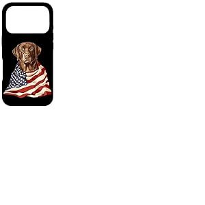 Labrador Marron avec Drapeau am&eacute;ricain Coque pour iPhone 17 Pro