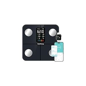 Healthkeep Balance P&egrave;se Personne Balance Connect&eacute;e Imp&eacute;dancem&egrave;tre avec Affichage VA 15 Donn&eacute;es Corporelles et Fr&eacute;quence Cardiaque pour APP Andriod et iOS Max. 180kg/400lb, Bleu