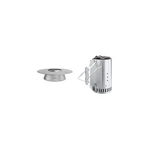 Weber 7666 Charcoal Heat Controller, Silver & Cheminée d'Allumage Rapidfire pour Barbecue, 20cm - en Aluminium, Deux Poignées Sécurisées