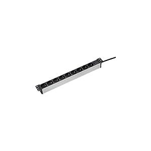 as - Schwabe Bloc multiprise 9 Prises Rack 19" pour Montage Universel dans Les armoires réseau 19", boîtier en Aluminium Robuste, câble de 2 m, Orientation à 45°, IP20, Noir/Aluminium 18194