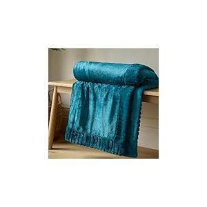 Catherine Lansfield Couvre-lit en Velours et Fausse Fourrure Bleu Sarcelle 150 x 200 cm