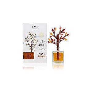SYS Aromas Désodorisant décoratif arbre – Parfum durable à la cannelle et à l'orange – Pour maison, bureau et salle de bain – 90 ml