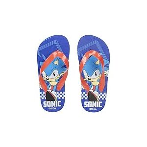 Tongs Sonic pour enfants - Bleu et rouge - Taille 34/35-100% EVA - Tongs &agrave; doigts pour gar&ccedil;ons et filles - Produit Original Fabriqu&eacute; en Espagne