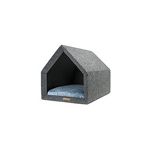 Rexproduct Pethome Chenil écologique, Niche à Chien, Lit pour Chien, Niche pour Chien, Niche pour Chat, Résistant aux morsures et aux Griffes, Insonorisée Taille S (60x42x43 cm) Gris foncé et Bleu