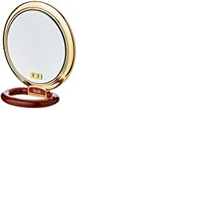 J&auml;neke Miroir de Maquillage dor&eacute; et Tortue grossissant x3 diam&egrave;tre 13 cm