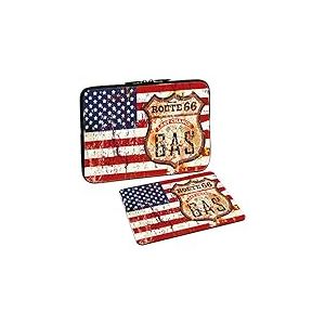 PEDEA Motif Housse de Protection pour Ordinateur Portable jusqu'à 39,6 cm avec Tapis de Souris, Grenouille Vert 15.6 inch with Mouse Pad Stars and Stripes