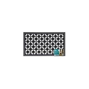 JVL Heavy Duty en Caoutchouc Ellipse Motif Cercles Tapis de Porte de Sol, Noir, 40 x 70 cm