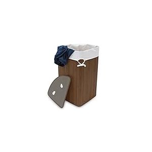 Relaxdays 10019052 Panier à linge pliant corbeille pliable rectangle en bambou 64 litres 65 cm HxlxP 65 x 49,5 x 37 cm, marron