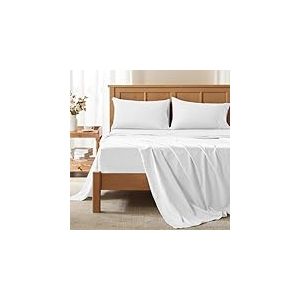 Comfort Spaces Coolmax Parure de lit 4 pièces Douce à évacuation de l'humidité, résistante à la décoloration, Toutes Les Poches Profondes élastiques pour Matelas jusqu'à 40,6 cm – Draps