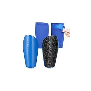 AiQInu Protege Tibia Foot de Football avec Manchons de Protection pour Les Jeunes et Les Adultes - Protection avec Coussin EVA pour Les Hommes et Les Femmes（Bleu）