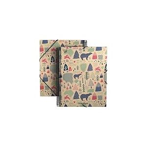 Unipapel - Classeur avec pochettes transparentes à spirale A4, Maxiplás Uninature Design Alaska, couvertures en carton et kraft 100% recyclés, 40 doublures, certifié FSC, parfait pour documents