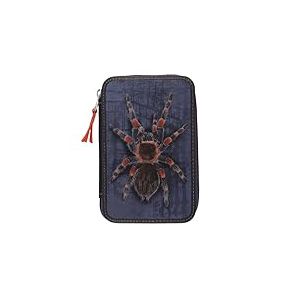 Depesche 13332 Adventure World - Trousse &agrave; Crayons remplie &agrave; 2 Compartiments en Bleu fonc&eacute;, avec Motif araign&eacute;e et Effet 3D, Trousse &agrave; Crayons avec Crayons de Couleur, r&egrave;gle et Bien Plus Encore