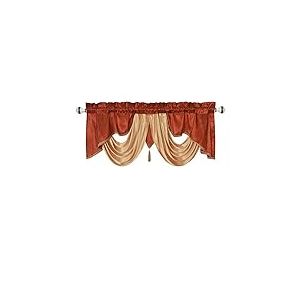 GOHD Golden Ocean Home Decor Valarie Cantonni&egrave;re de fen&ecirc;tre en Taffetas avec Ruban en Satin Doux. Ajoutez Une Touche Royale Luxueuse &agrave; Votre int&eacute;rieur 137,2 x 45,7 cm (Rouille)