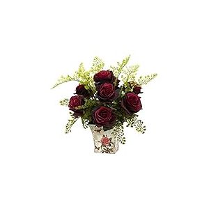 NearlyNatural 1379-BG Rose 7 Cheveux de Jeune Fille avec Pot &agrave; Fleurs, Bordeaux, 43 x 17,8 x 17,8 cm