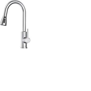 Robinet Cuisine avec Douchette Extensible Mitigeur - SREWOHS PRO Rabattable Mitigeur Evier de Cuisine avec 4 Douchette Modes, 360° d'Évier à Arc Élevé Acier Inoxydable Robinet Cuisine