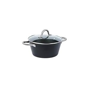 axentia 135658 Casserole forgée avec couvercle en verre Noir Ø env. 20 cm