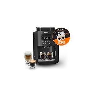 Krups Essential, Machine espresso entièrement automatique, Réglage de la longueur du café, 3réglages de mouture, Buse vapeur, EA81P8E0, Noir