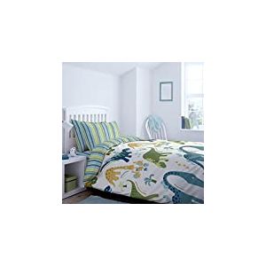 Catherine Lansfield Dinosaure Housse de Couette, Coton, Multicolore, 135x200+80x80