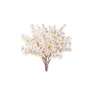 Giegxin Lot de 8 Branches de Cerisier artificielles en Soie &agrave; Tige Longue pour Vase Haut, Fleurs de Cerisier pour Maison, Mariage, Vase, Arrangements Floraux, 100 cm (Blanc)