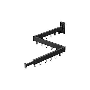 ZdwCyl &Eacute;tendoir &agrave; Linge Mural pour &eacute;conomiser de l'espace, r&eacute;tractable, Pliable (Trois Volets), pour Balcon, buanderie, Salle de Bain, Crochets de Type Anneau, Noir