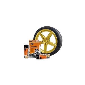 FOLIATEC Film pulv&eacute;risable pour jantes de voiture, kit de peinture en a&eacute;rosol pour 4 jantes, pelable, bonne couvrance, Gold Metallic Matt, 2 x 400 ml