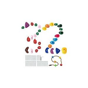 VEVOR 32 Prises d'escalade, Poign&eacute;e d'escalade pour Mur d&rsquo;Escalade Color&eacute;e et de Taille Multiple, Supports Muraux avec Corde et Mat&eacute;riels de Montage, pour Enfants Adultes, Aire de Jeux Int&eacute;rieur