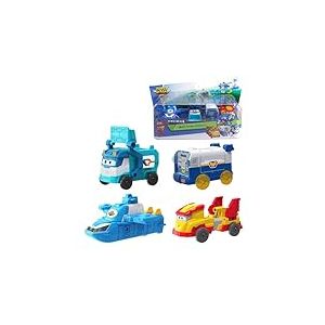Super Wings Mini Team Transforming Vehicles, incluant World Aircraft Robot, Marc Cleaning Vehicle, Golden Wheels Vehicle, Super Pets Base, Transformer Toy pour garçons et Filles à partir de 3 Ans