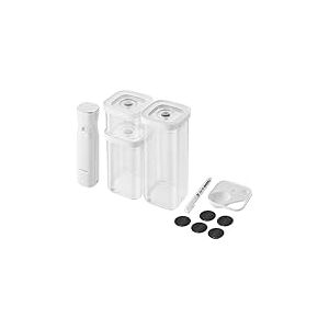 ZWILLING FRESH & SAVE CUBE Set de d&eacute;marrage sous vide, taille S, set de conservation sous vide de 6 pi&egrave;ces, incluant 3x bo&icirc;tes CUBE S, pompe &agrave; vide, cuill&egrave;re doseuse, &eacute;tiquettes NFC