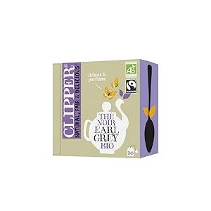 CLIPPER Natural, Fair & Delicious - Th&eacute; Noir Bio - Earl Grey - Issu du Commerce &Eacute;quitable - 50 sachets de Th&eacute; Bio - 1 paquet
