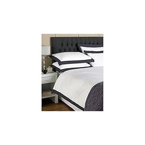 Riva Paoletti Harvard 200 Nombre De Percale Quilt Discussion Housse De Couette Ensemble De Lit Literie, 100 pour Cent Coton, Blanc/Bleu Marine, Roi