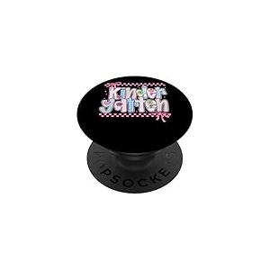 Fleurs amusantes en damier pour la maternelle PopSockets PopGrip Adhésif