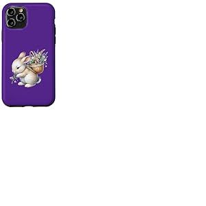 Cottagecore Breloque aquarelle Lapin avec panier de fleurs Coque pour iPhone 11 Pro