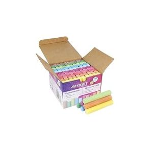 Westcott Craies 100 pièces colorées | Craies pour tableau noir de 1,2 cm de diamètre dans des couleurs vives | Peu poussiéreuses et faciles à effacer | Craies de 8,5 cm de long | E-744987 00