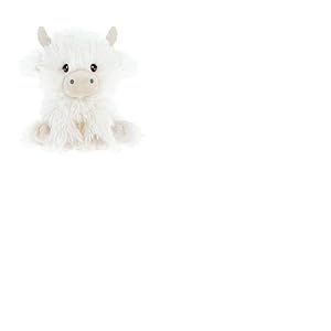 KEELECO - Peluche 100% recycl&eacute;e - Jouet &eacute;cologique pour Enfant - Peluche Vache Shaggy Blanche 18cm - SE3511