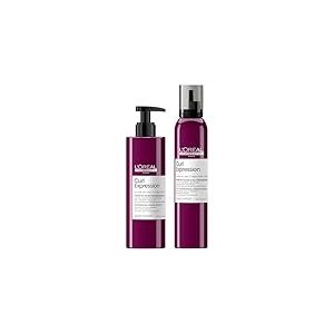 L'Or&eacute;al Professionnel, Duo Leave-In Boucles D&eacute;finies & L&eacute;g&egrave;res sans Effet Carton pour Cheveux Ondul&eacute;s / Boucl&eacute;s / Fris&eacute;s, Gel&eacute;e Coiffante Sans Silicone + Mousse Sans Alcool