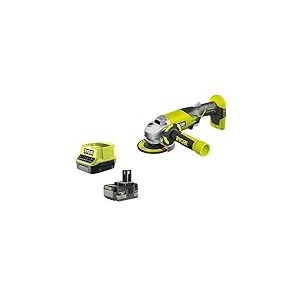 Ryobi - Meuleuse d'angle 18V diam. 115 mm - 7 500 tr/min - poignée auxiliaire - 1 batterie lithium+ 5,0 Ah - chargeur rapide 2,0 A - Livrée en sac de transport avec 1 disque à ébarber - R18AG-150GZL