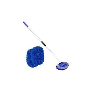 Brosse de lavage de voiture de 157,5 cm avec long manche et brosse de lavage de voiture en microfibre pour voiture, camping-car, camion, 1 tête de rechange chenille anti-rayures avec poteau en alliage