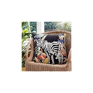Wylder Coussin zèbre Exotique brodé en Velours de Coton rembourré Riche en Plumes
